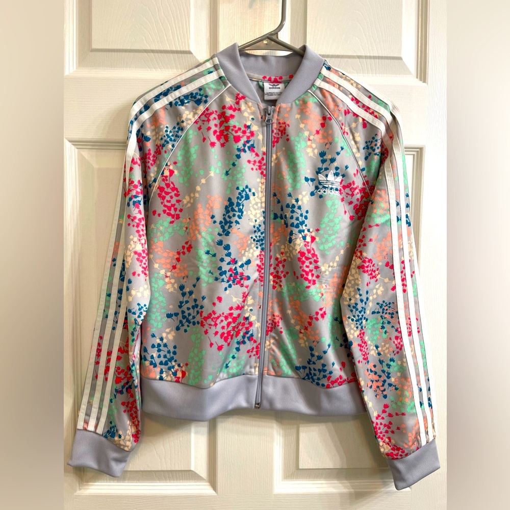 NWT Adidas Flower Track Jacket Girls Size 14-15th yrs/XL